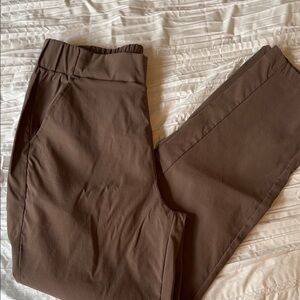 High-Rise Straight-Leg Pants in Dark Brown